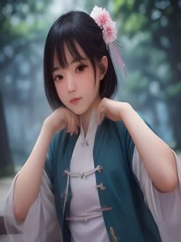萌白酱个人形象照，白色系服装配合柔和自然光，甜美气质与精致妆容展现二次元少女感